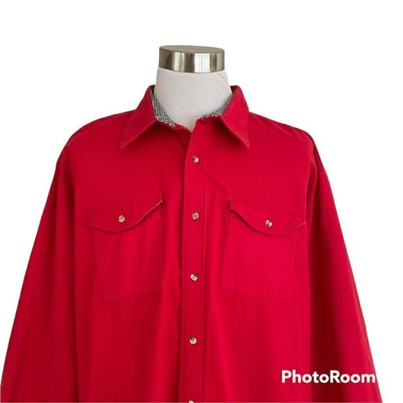 Vintage King Size Men’s 3XLT Tall Red Flannel Shirt Plaid Flip Cuff Button Up - Picture 2 of 5